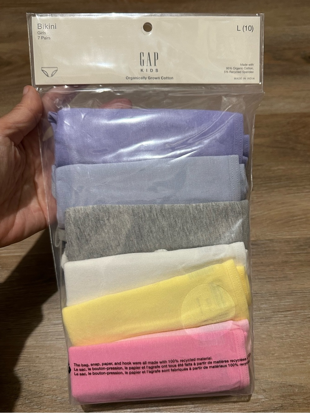 NWT Gap Kids Organic Stretch Cotton Bikini Briefs (7-Pack) in Girls Size L (10)